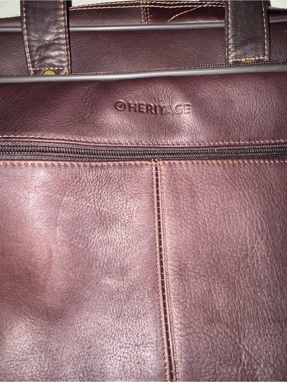 Heritage Dark Brown Leather Briefcase with Gold Hardware